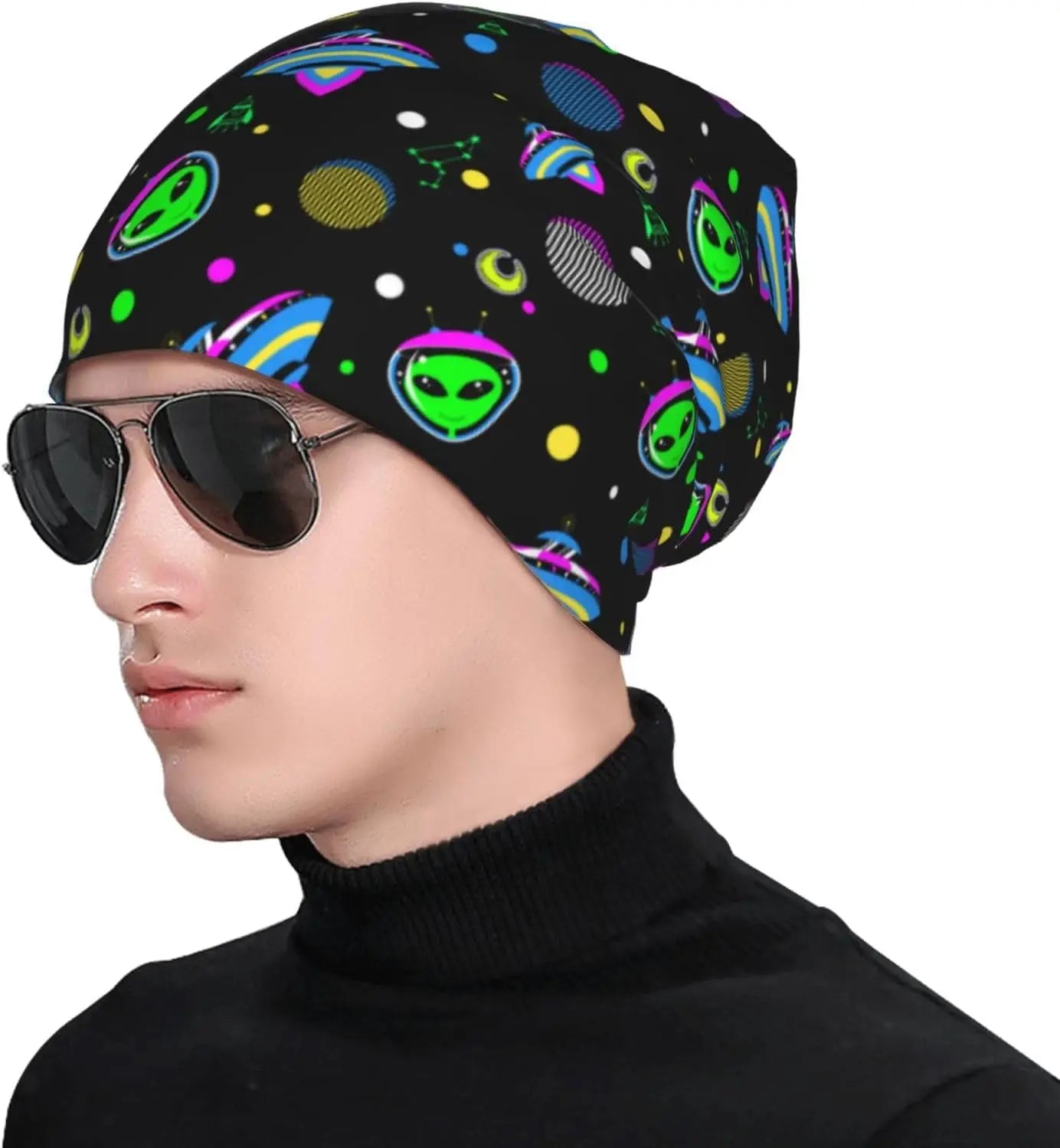 Aliens Space UFO Beanie Hat Chemo Headwear Slouchy