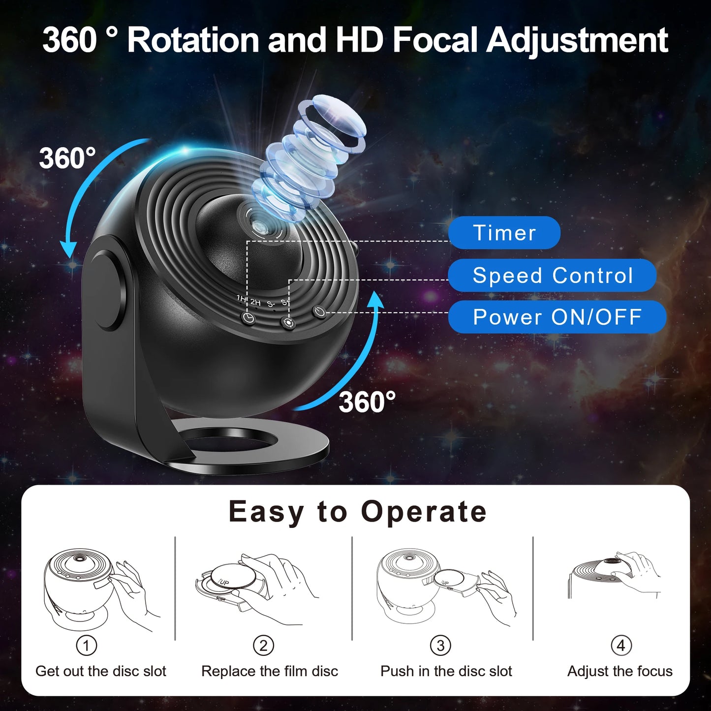 Galaxy Projector, Planetarium Star Projector Realistic Starry Sky Night Light for Kids Bedroom