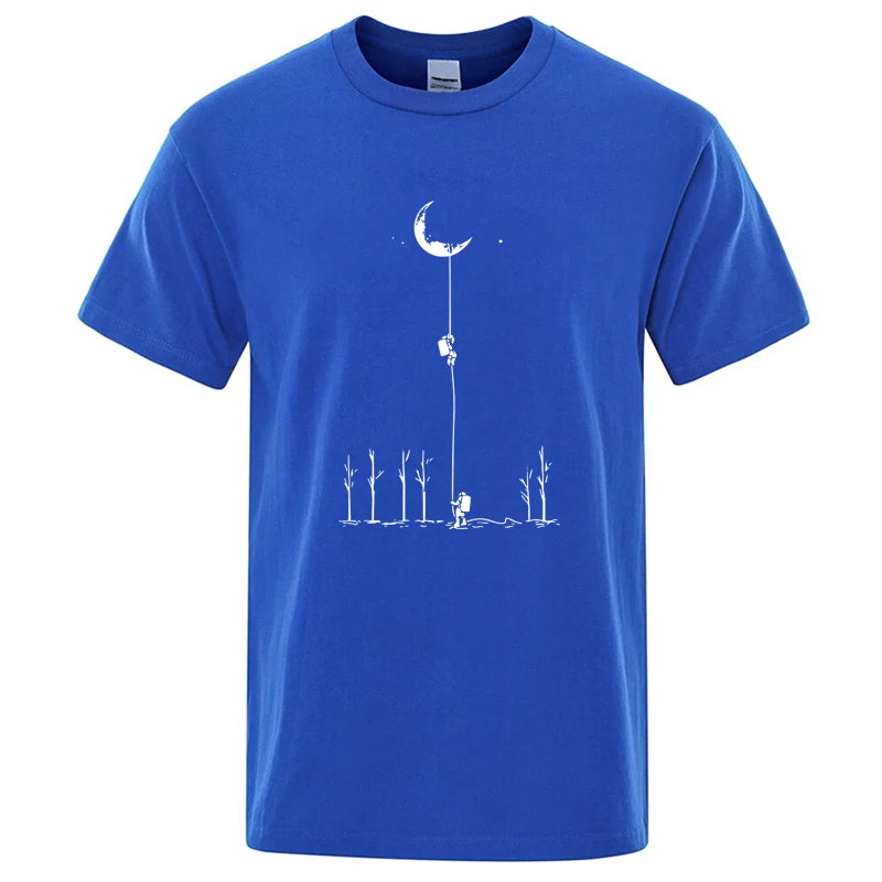 Astronaut Print Casual Loose O-neck for Men T-shirt