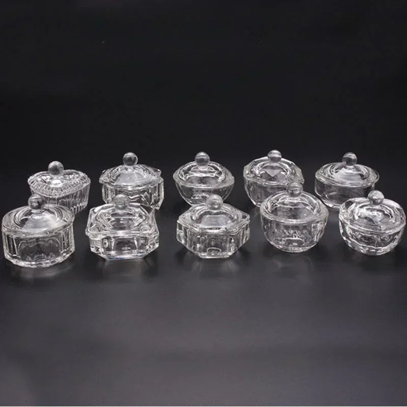 Crystal Glass Dappen Dish Cup Holder Lid Bowl