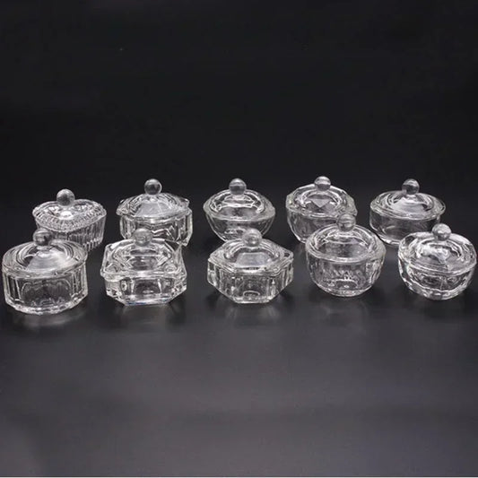 Crystal Glass Dappen Dish Cup Holder Lid Bowl