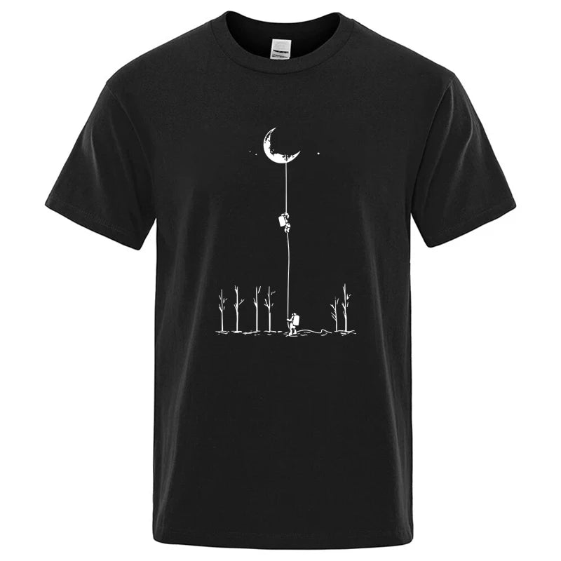 Astronaut Print Casual Loose O-neck for Men T-shirt