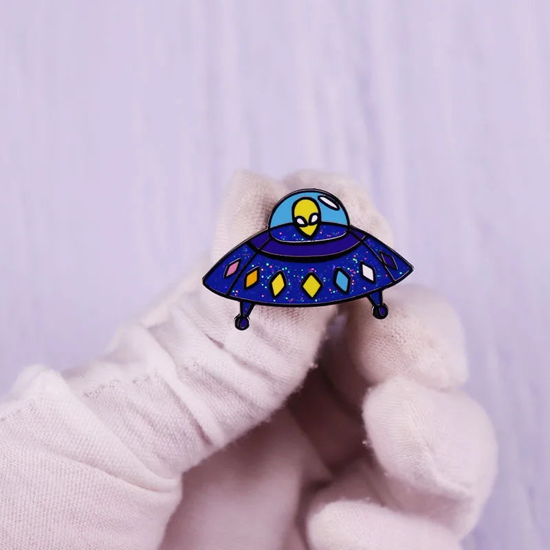Creative Alien UFO Enamel Brooch Cartoon Pin