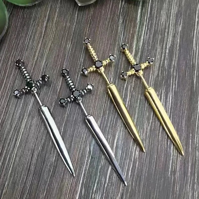 Kiss Jewelry Punk Sword Gothic Kinitial Piercing Earrings for Women Men
