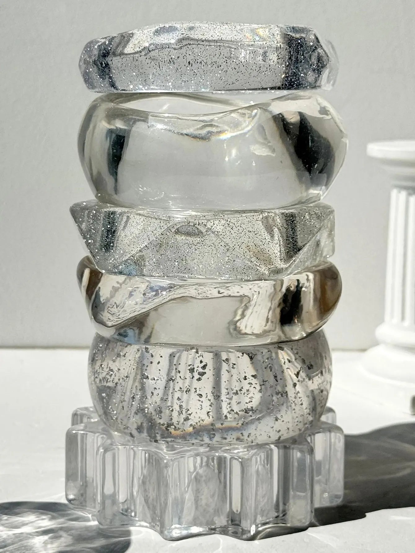 Alien Twisted Irregular Transparent Shiny Resin Bracelet