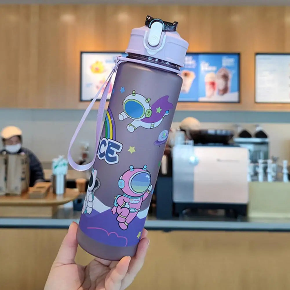 High Capacity Cartoon Astronaut Plastic Space Cup Leak Proof