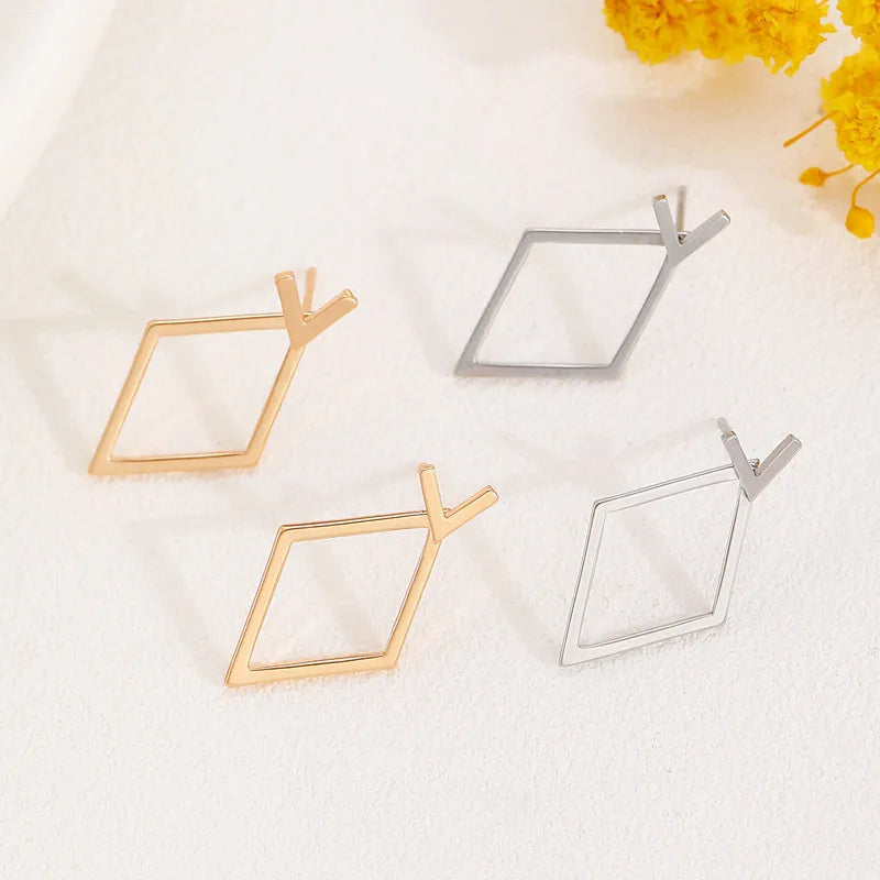 Geometric Rhombus Double Layer Combination Design Earrings For Women