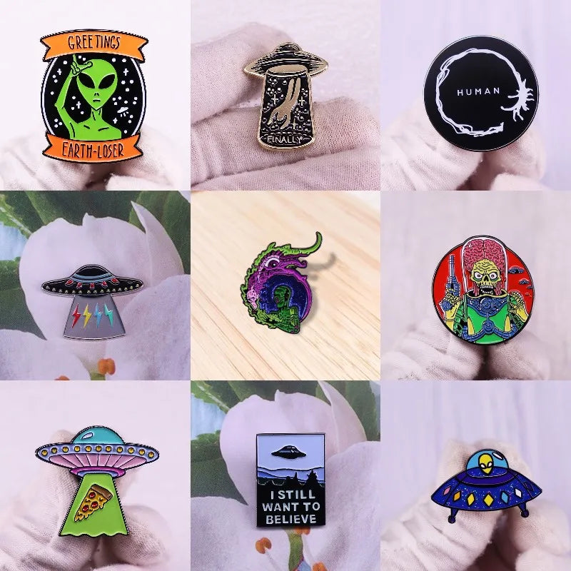 Creative Alien UFO Enamel Brooch Cartoon Pin