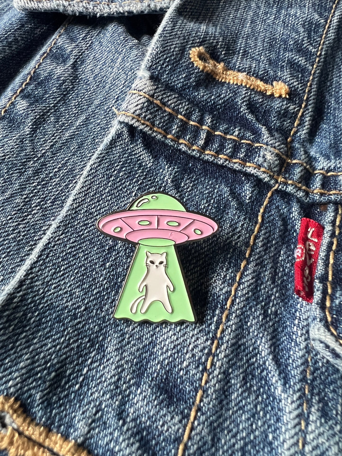 Enamel pin space cat alien pins for jackets backpacks and more