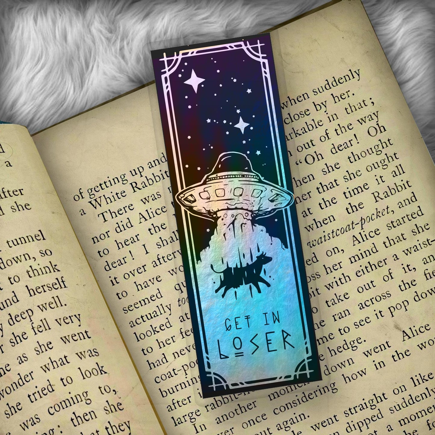 UFO Alien and Cow Funny Quote Foil Art Bookmark