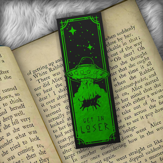 UFO Alien and Cow Funny Quote Foil Art Bookmark
