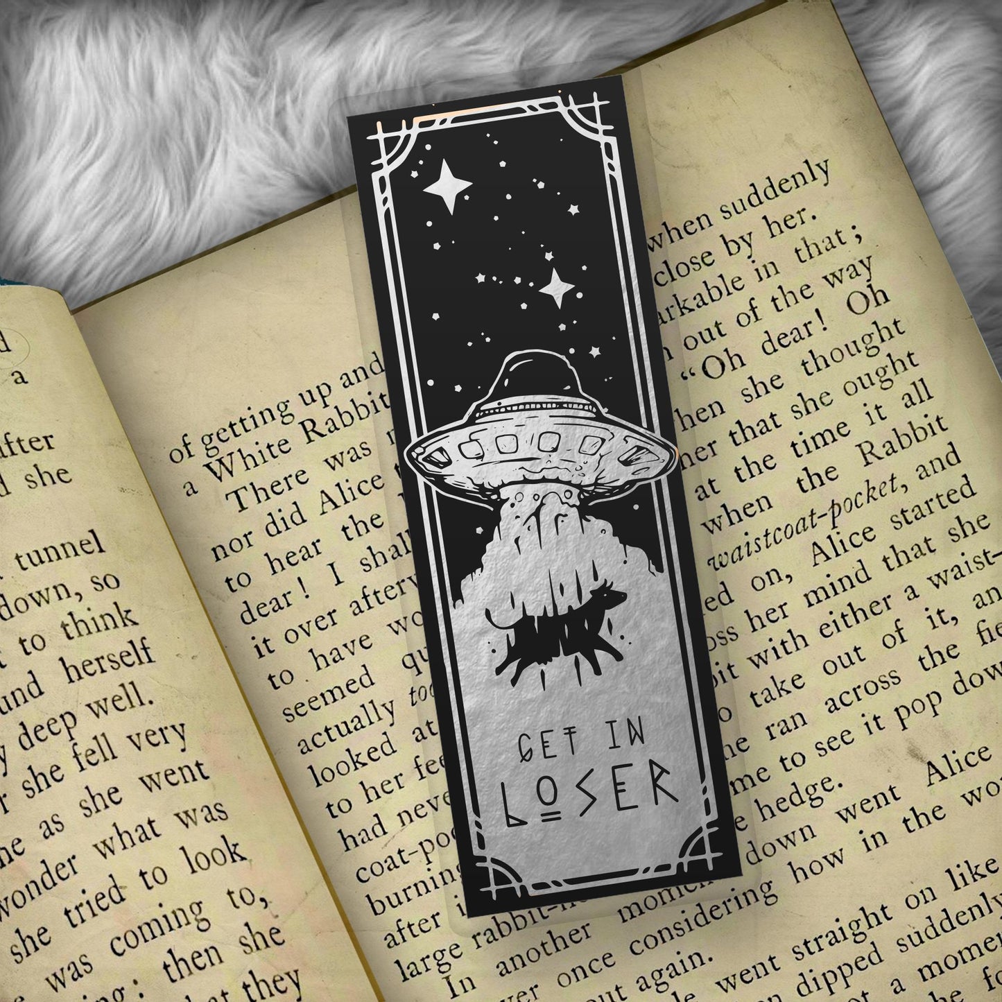 UFO Alien and Cow Funny Quote Foil Art Bookmark