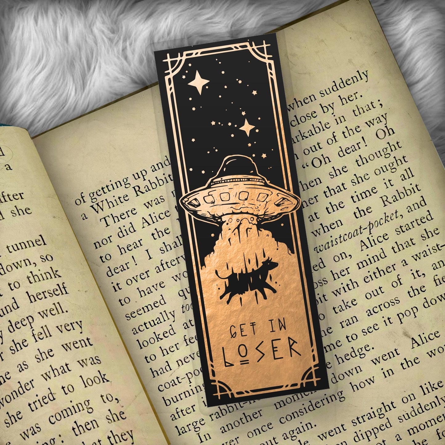UFO Alien and Cow Funny Quote Foil Art Bookmark