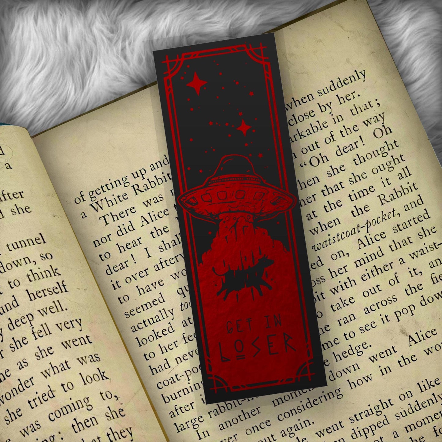 UFO Alien and Cow Funny Quote Foil Art Bookmark