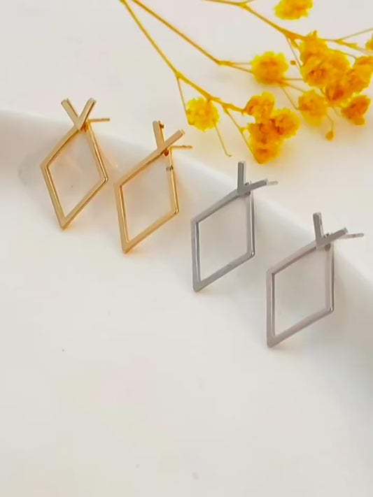 Geometric Rhombus Double Layer Combination Design Earrings For Women