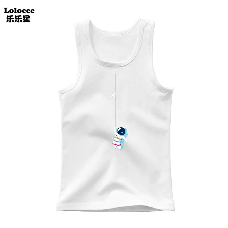 Funny Astronaut Graphic Print Tees O-Neck