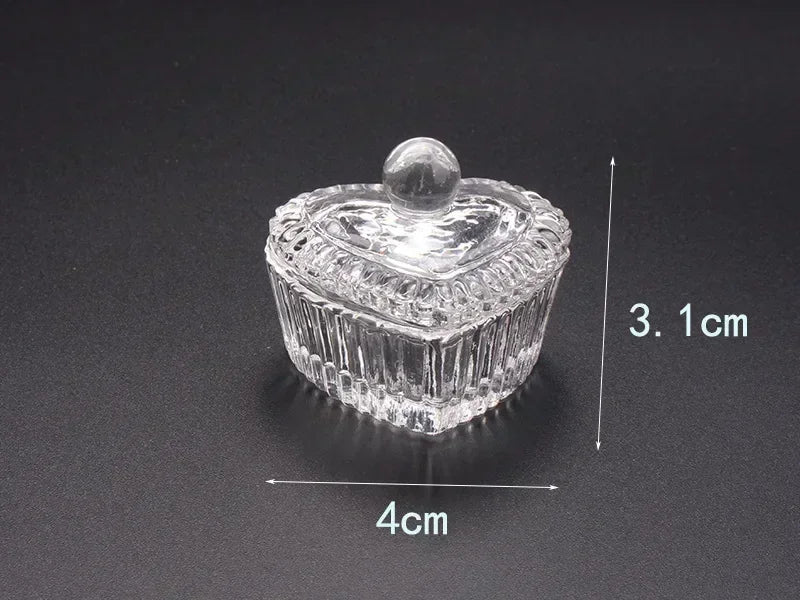 Crystal Glass Dappen Dish Cup Holder Lid Bowl