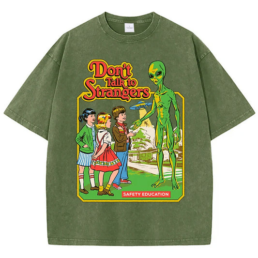 Cartoon Alien Classic Communication Print Women T-shirt