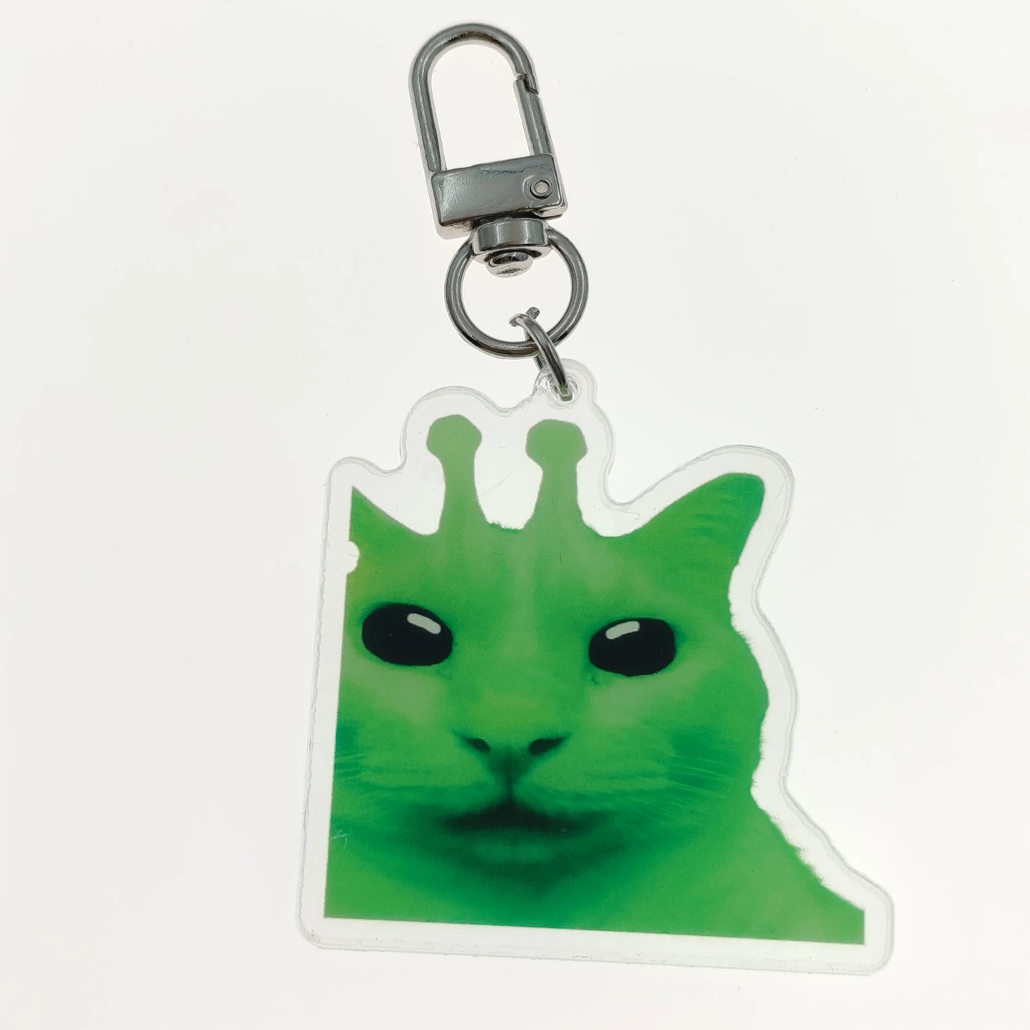 Green Alien Cat Fun Cute Keychain
