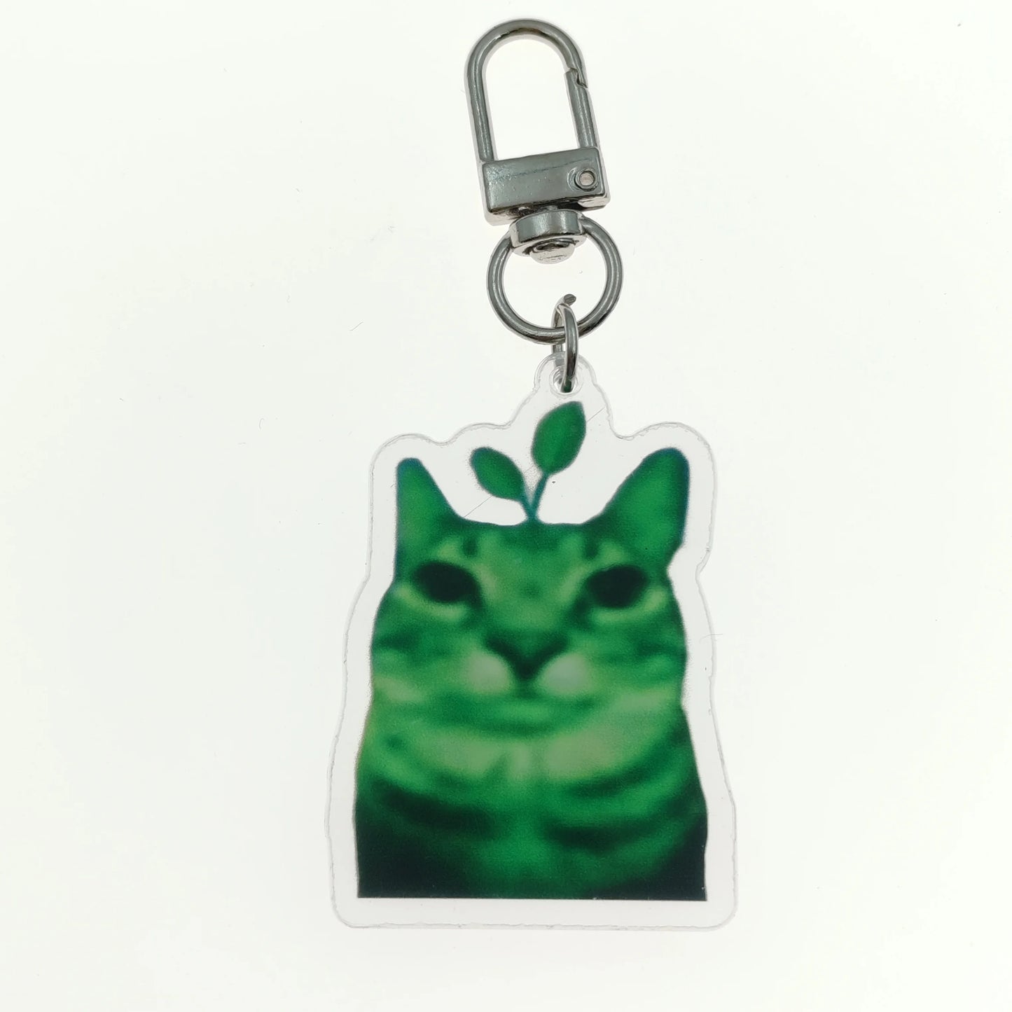 Green Alien Cat Fun Cute Keychain