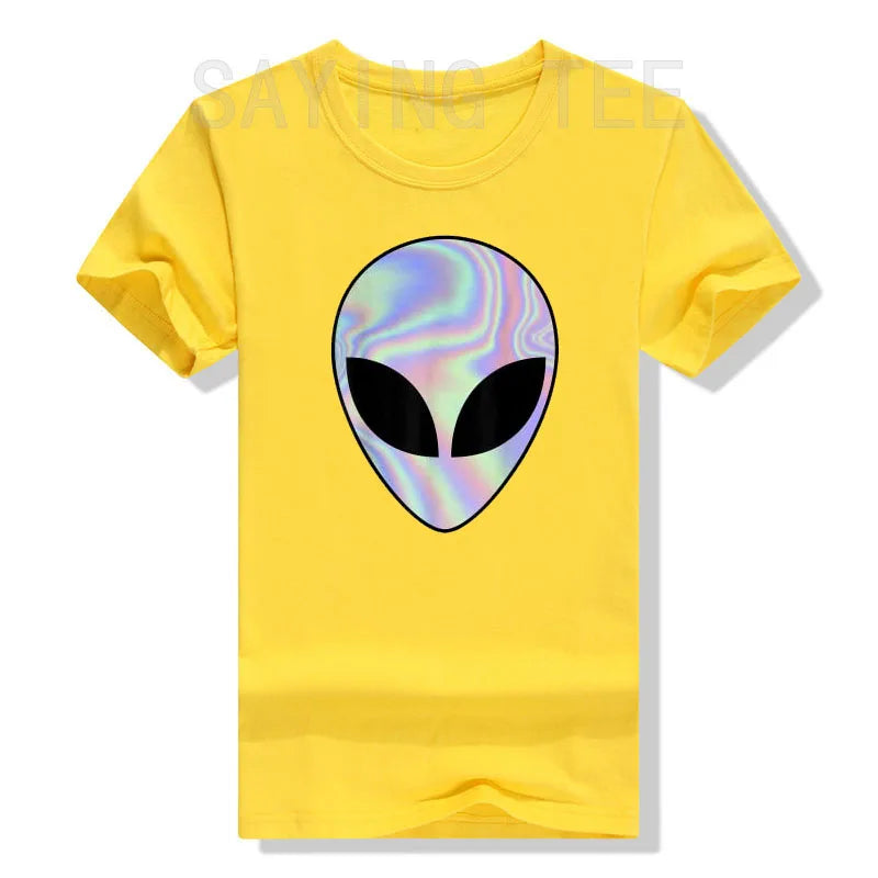 Alien Head T-Shirt Colorful Alien-Ufo Rave Tee