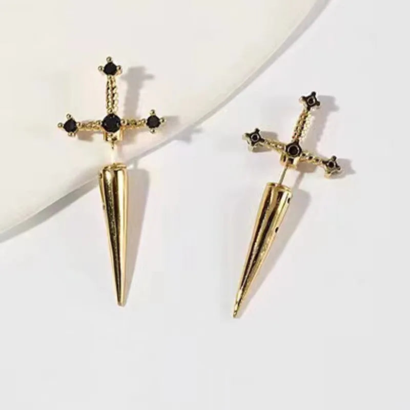 Kiss Jewelry Punk Sword Gothic Kinitial Piercing Earrings for Women Men