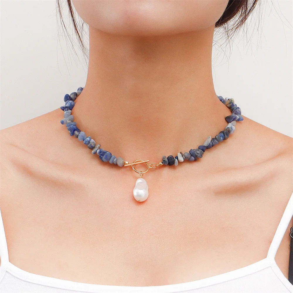 Large Alien Pearl OT Buckle Necklace for Women's
