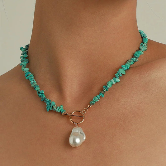 Large Alien Pearl OT Buckle Necklace for Women's