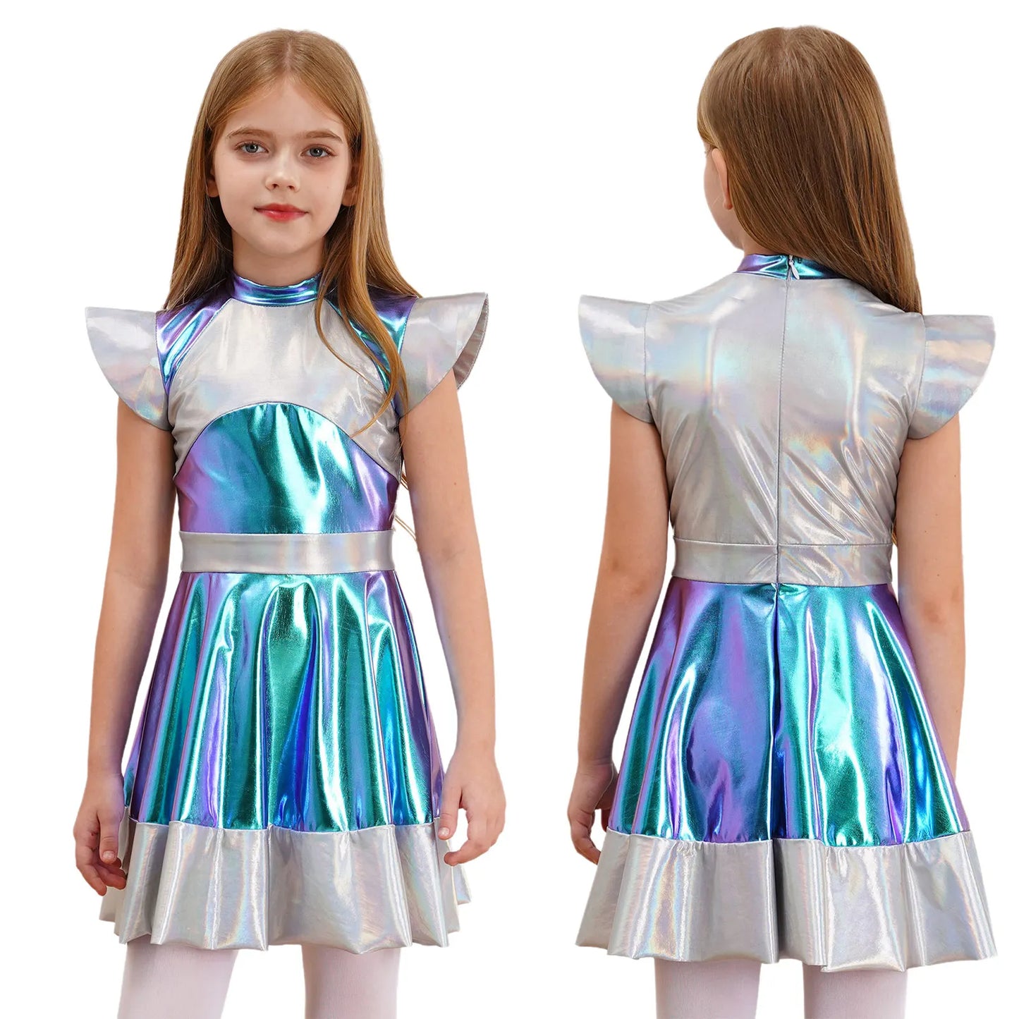 Girls Shiny Alien Outer space Halloween Cosplay