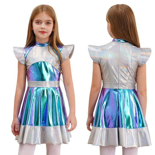 Girls Shiny Alien Outer space Halloween Cosplay