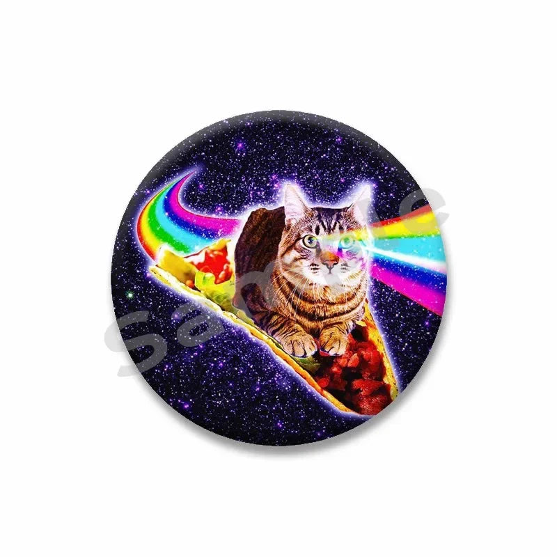 Rainbow Alien Cat Enamel Pin 32-75mm