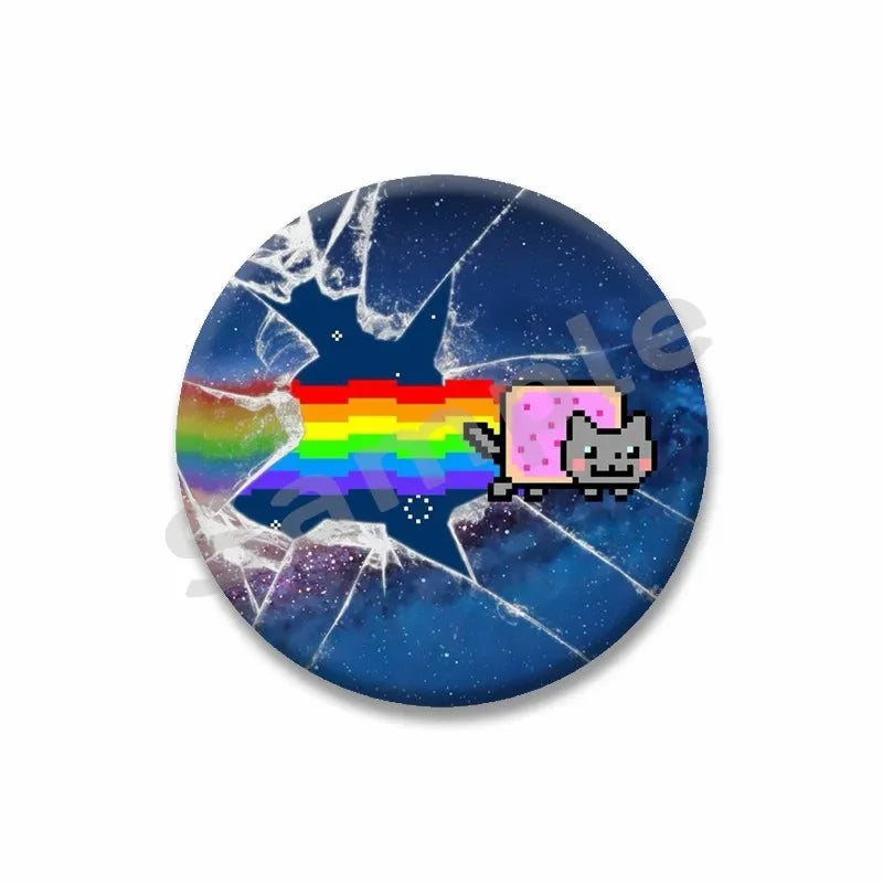 Rainbow Alien Cat Enamel Pin 32-75mm