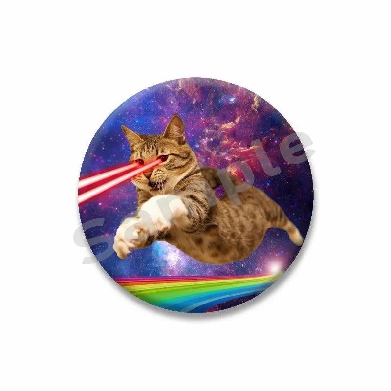 Rainbow Alien Cat Enamel Pin 32-75mm