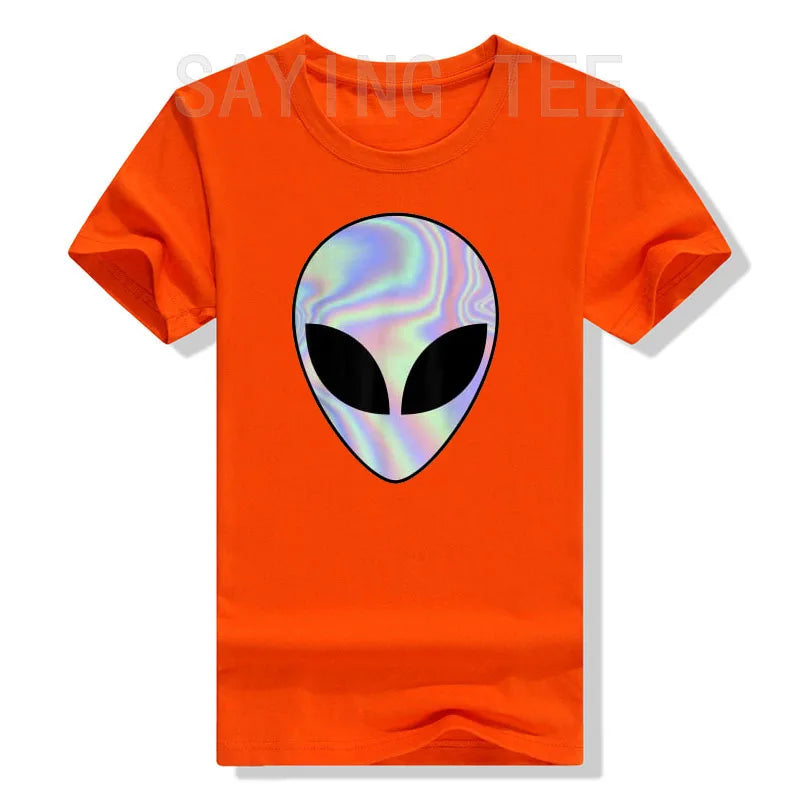 Alien Head T-Shirt Colorful Alien-Ufo Rave Tee