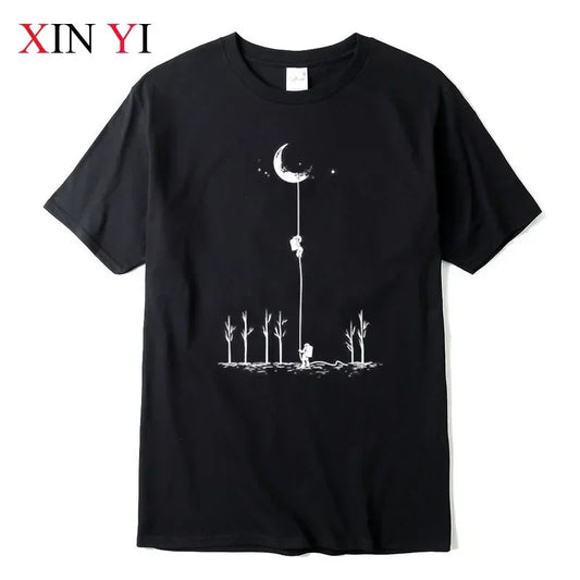 Astronaut Print Casual Loose O-neck for Men T-shirt