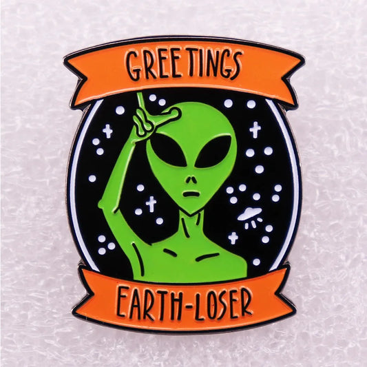 Creative Alien UFO Enamel Brooch Cartoon Pin