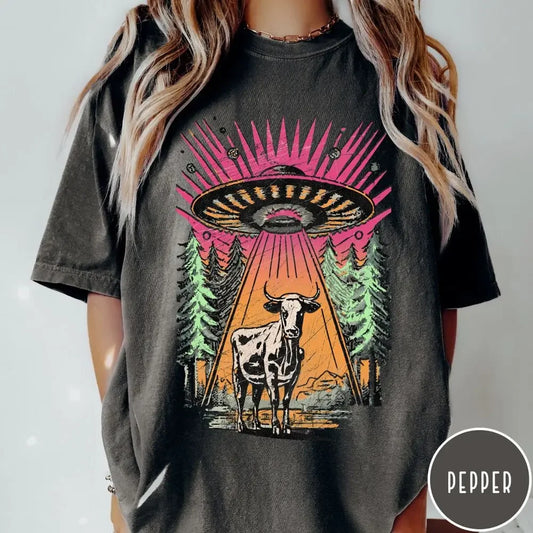 UFO Cow Abduction Shirt