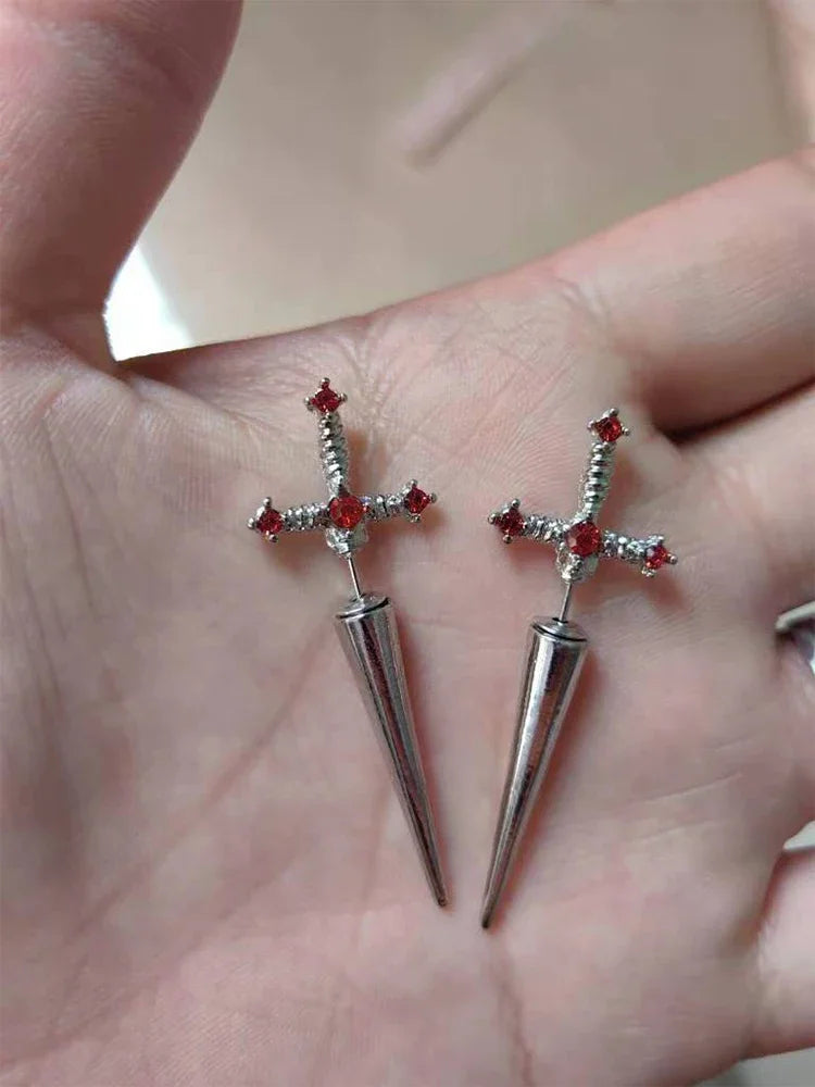 Kiss Jewelry Punk Sword Gothic Kinitial Piercing Earrings for Women Men