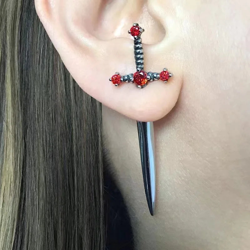 Kiss Jewelry Punk Sword Gothic Kinitial Piercing Earrings for Women Men