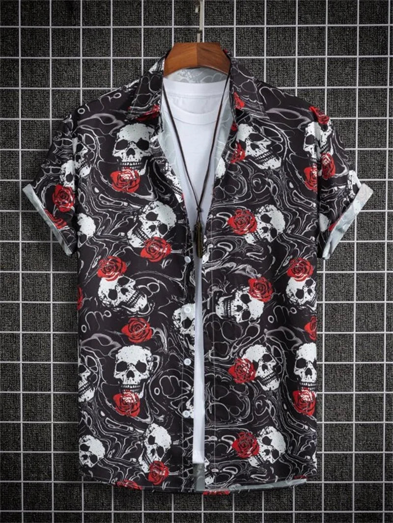 Men's Astronaut Printed Hawaii Short Sleeved Shirt