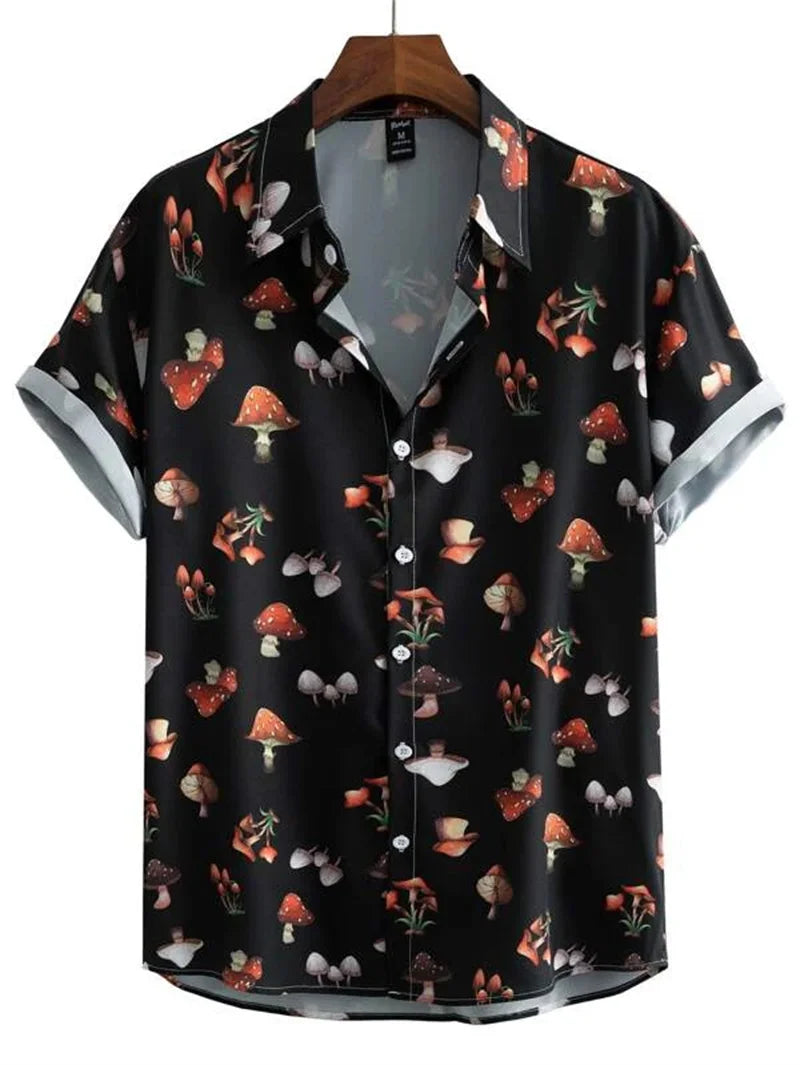 Men's Astronaut Printed Hawaii Short Sleeved Shirt