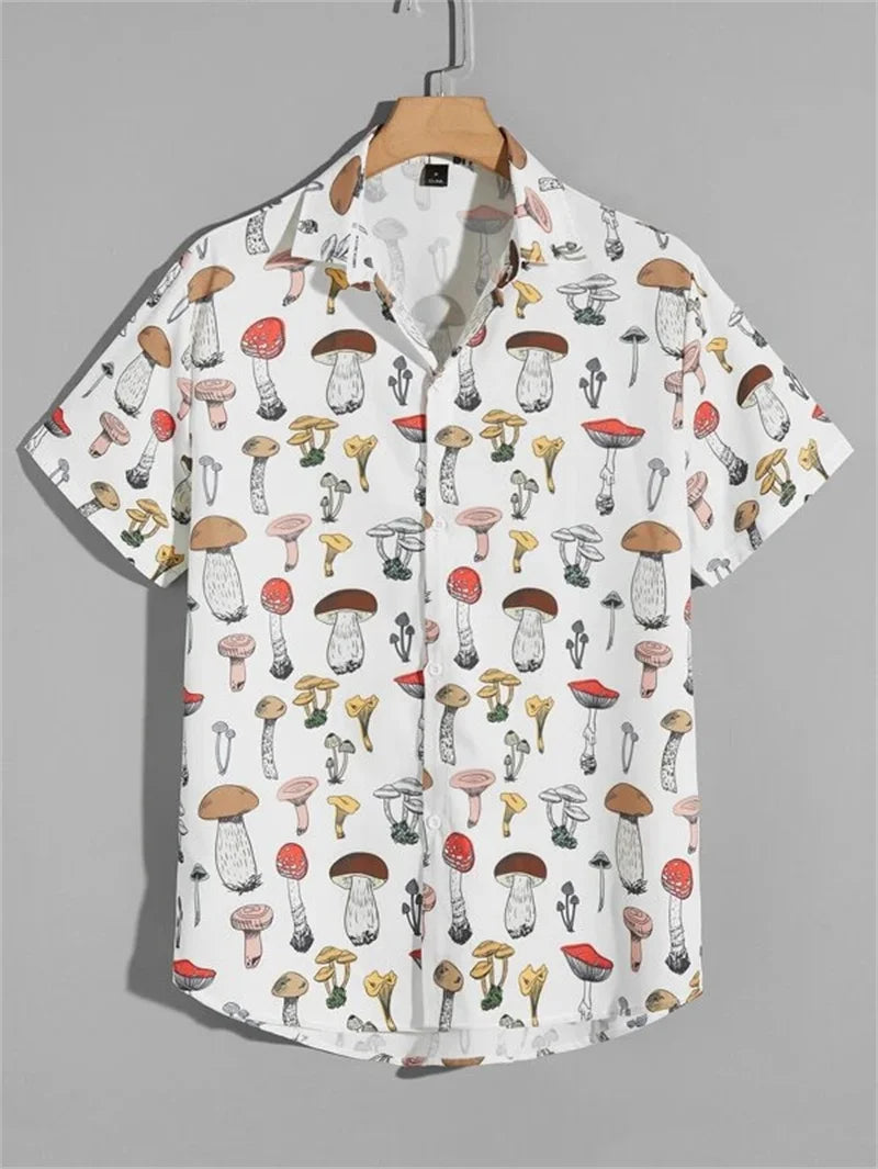 Men's Astronaut Printed Hawaii Short Sleeved Shirt