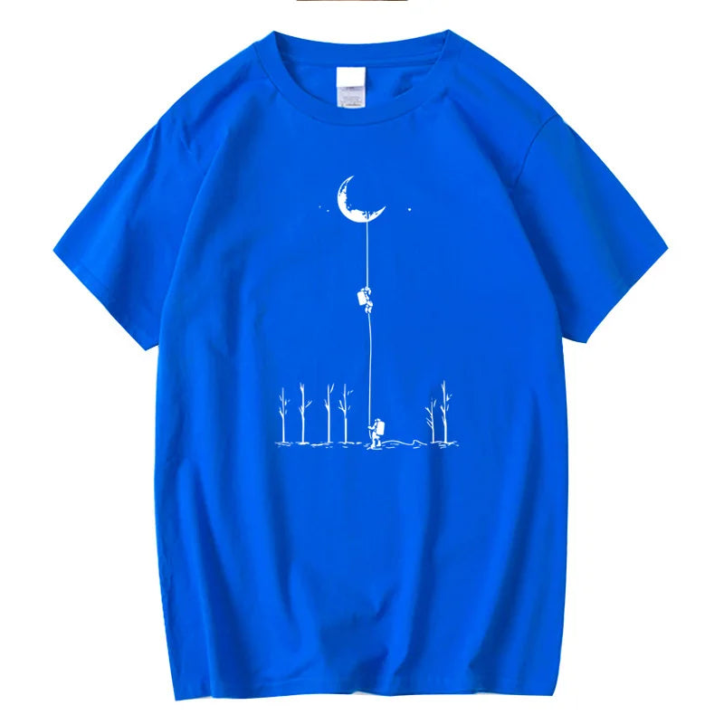 Astronaut Print Casual Loose O-neck for Men T-shirt