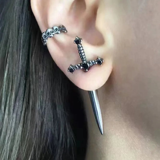 Kiss Jewelry Punk Sword Gothic Kinitial Piercing Earrings for Women Men
