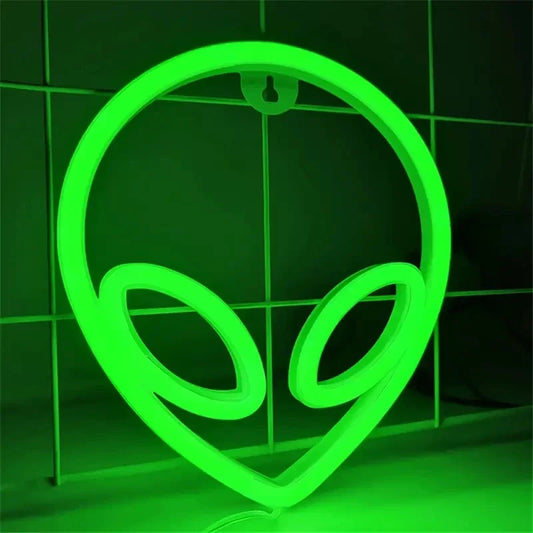 Green Alien LED Neon Night Lights Art Sign Game Room