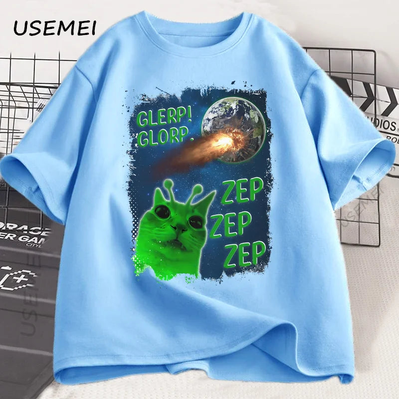 Funny Alien Cat T-Shirt Men Women