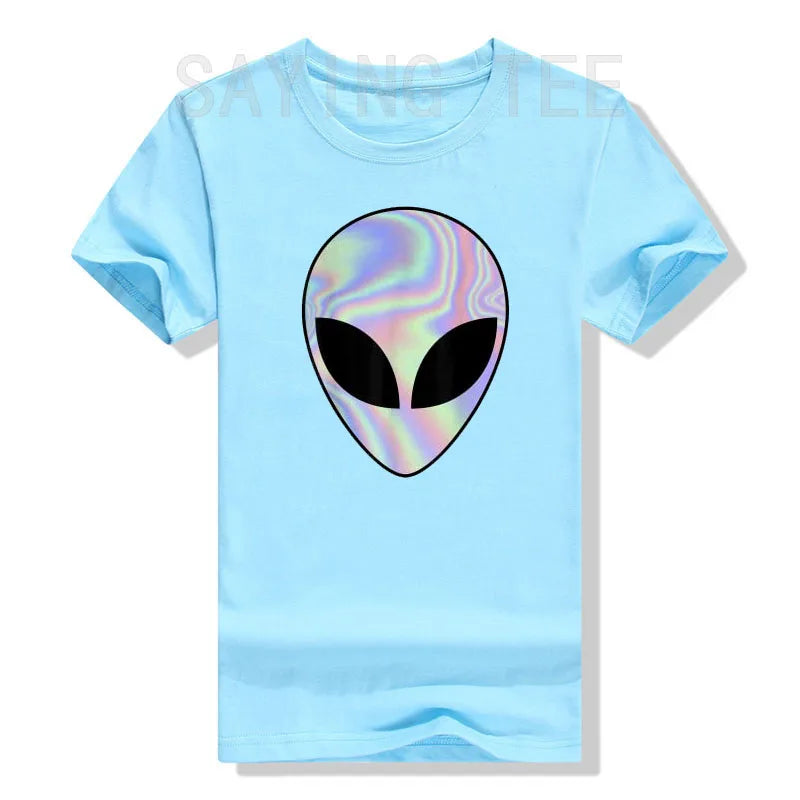 Alien Head T-Shirt Colorful Alien-Ufo Rave Tee