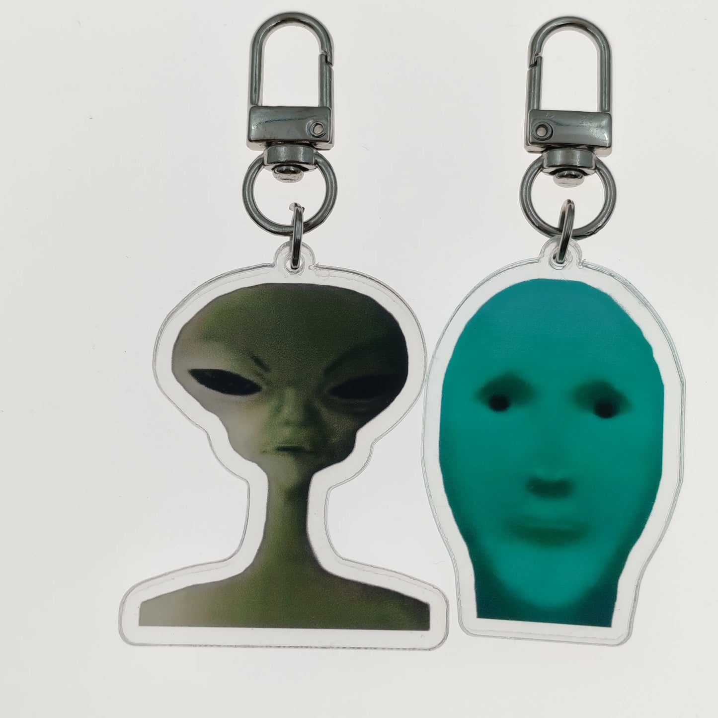 Green Alien Cat Fun Cute Keychain