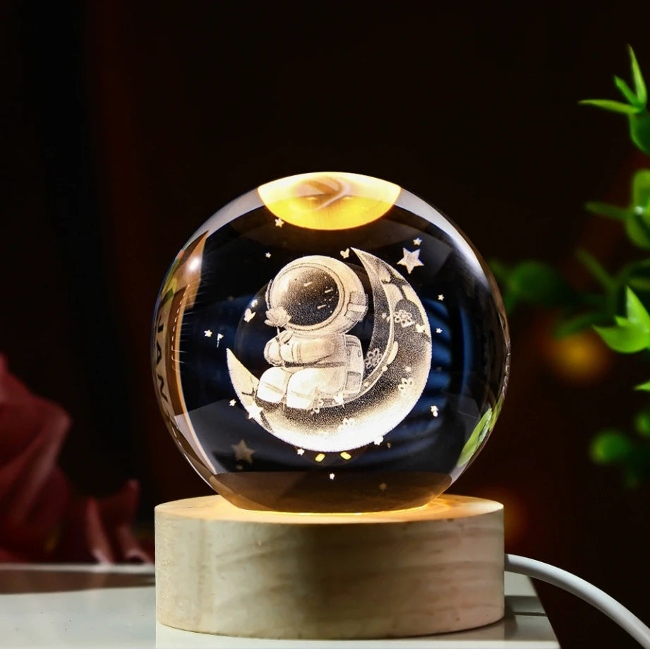 LED Night Light Galaxy Crystal Ball Table Lamp 3D Planet