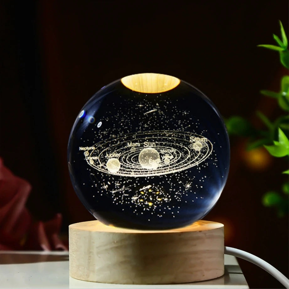 LED Night Light Galaxy Crystal Ball Table Lamp 3D Planet
